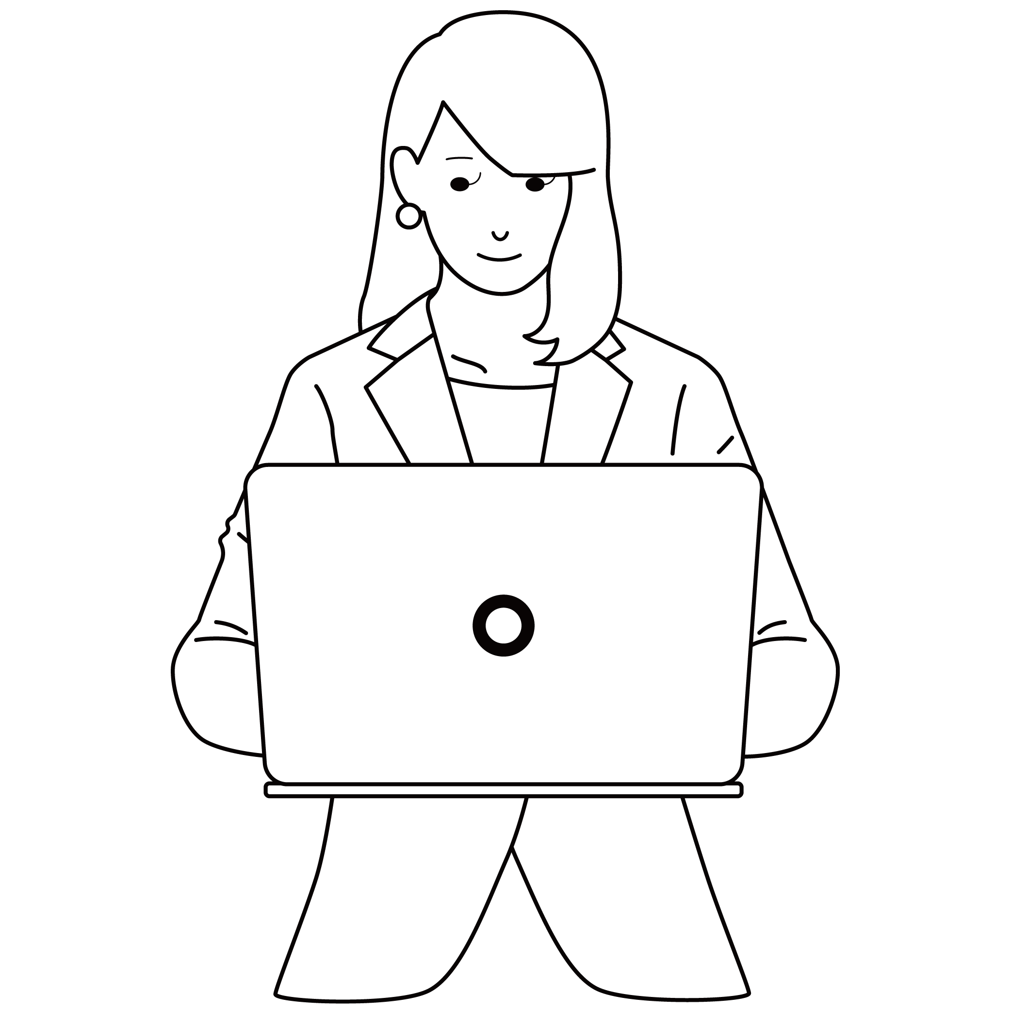 パソコンに向かう女性のイラスト